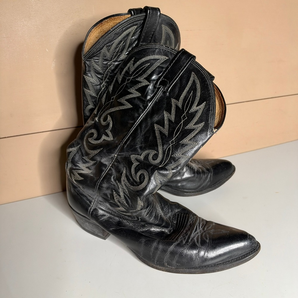 Dan Post Mens Black Leather Western Cowboy Boots 16791 Size 11 D